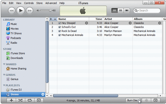 Burning with iTunes